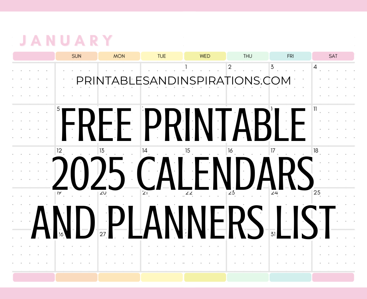 List Of Free Printable 2025 Calendars And 2025 Planners Pdf in Blank Monthly Calendar 2025 Template Printable