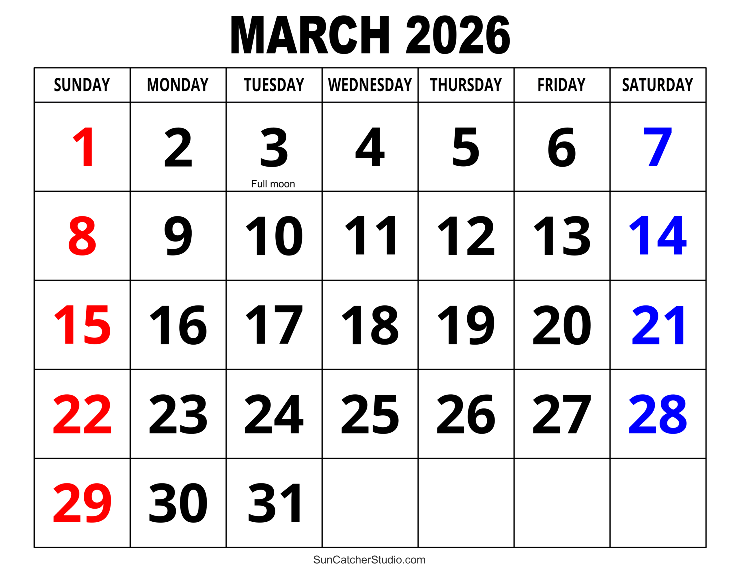 March 2026 Calendar (Free Printable) – Diy Projects, Patterns regarding Printable March 2026 Calendar