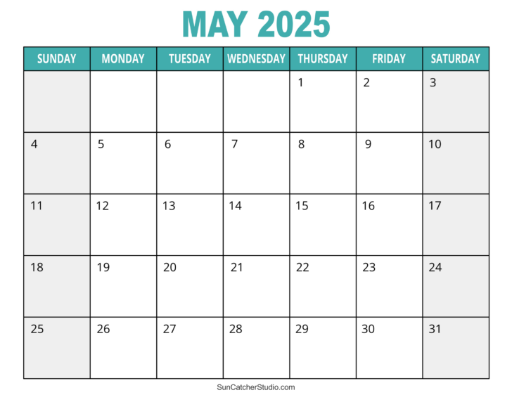 Monthly 2025 Calendar Printable