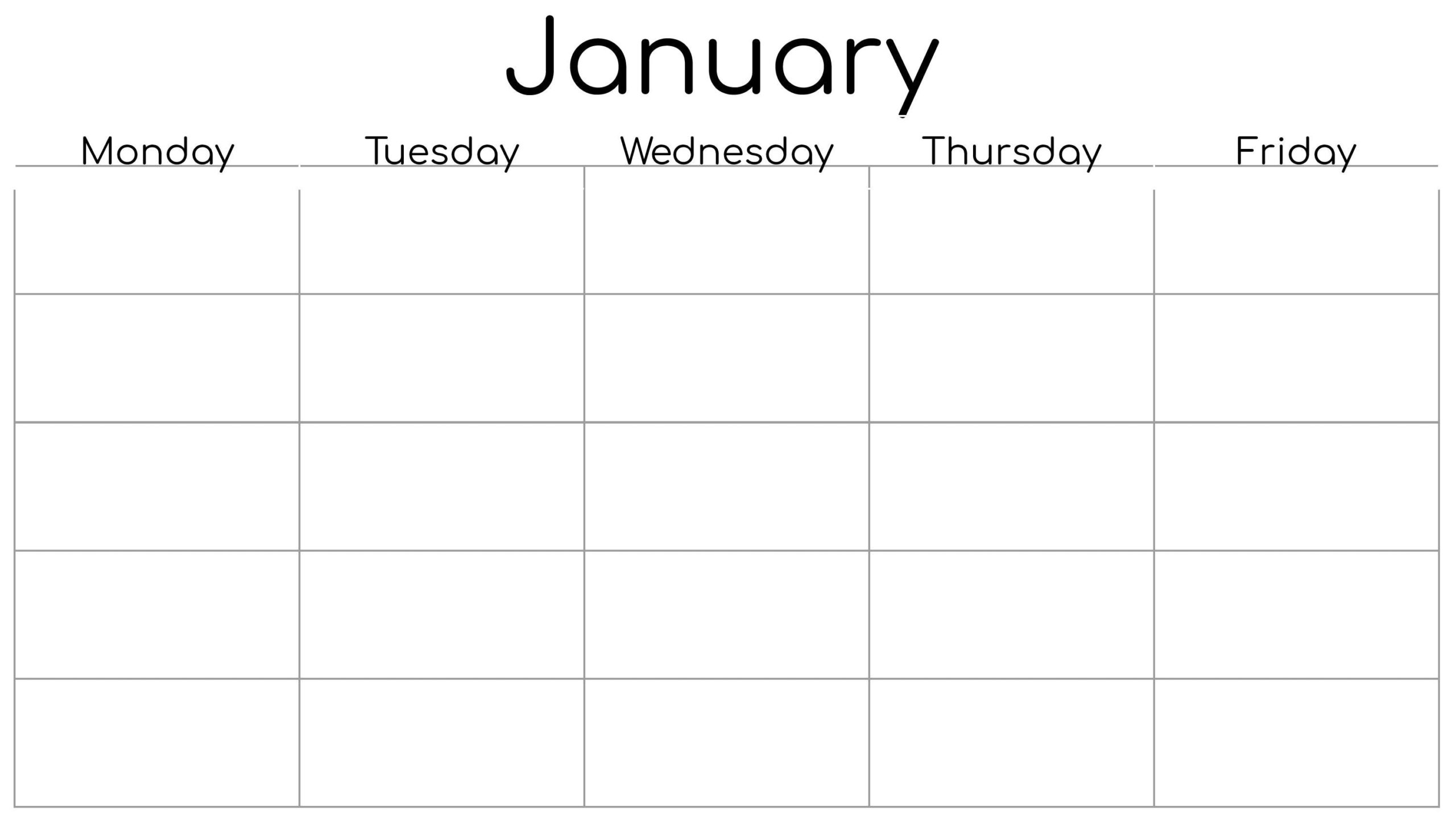 Monday Start 5 Day Blank Weekly Calendar Printable - Etsy intended for 5 Day Calendar Printable