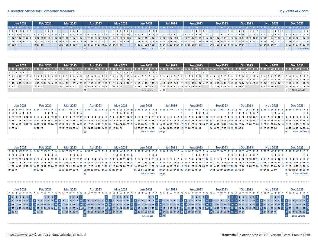 Monitor Calendar Strip Template inside Strip Calendar 2025 Printable