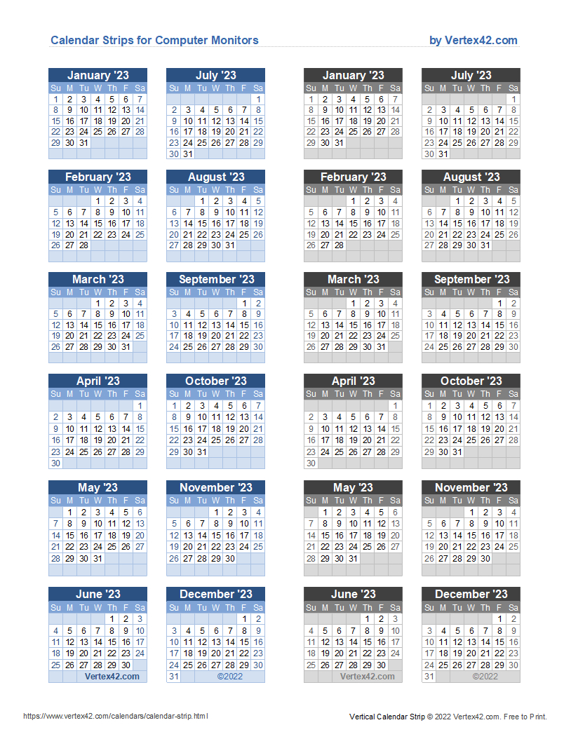 Monitor Calendar Strip Template throughout Strip Calendar 2025 Printable