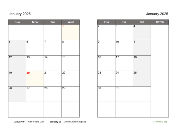 Printable Two Month Calendar 2025