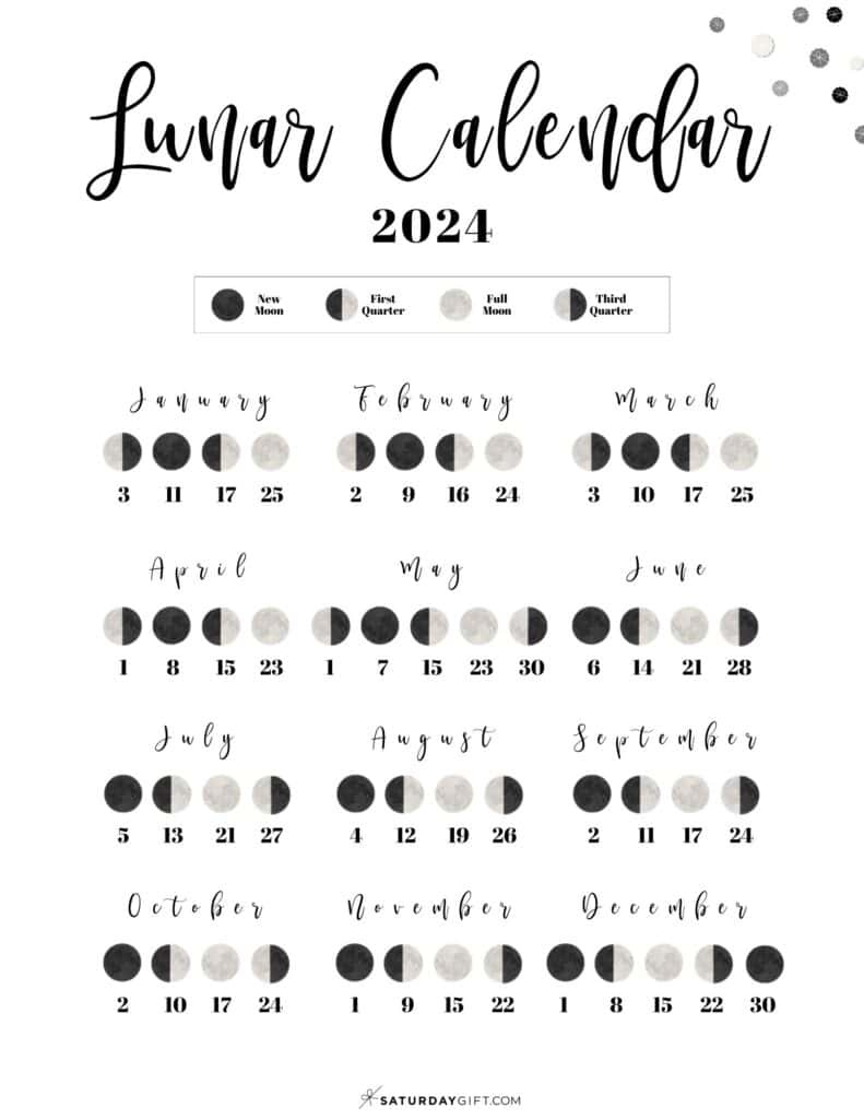 Moon Phase Calendar - Cute &amp;amp; Free Printable 2024 Lunar Calendar pertaining to 2025 Full Moon Calendar Printable Free