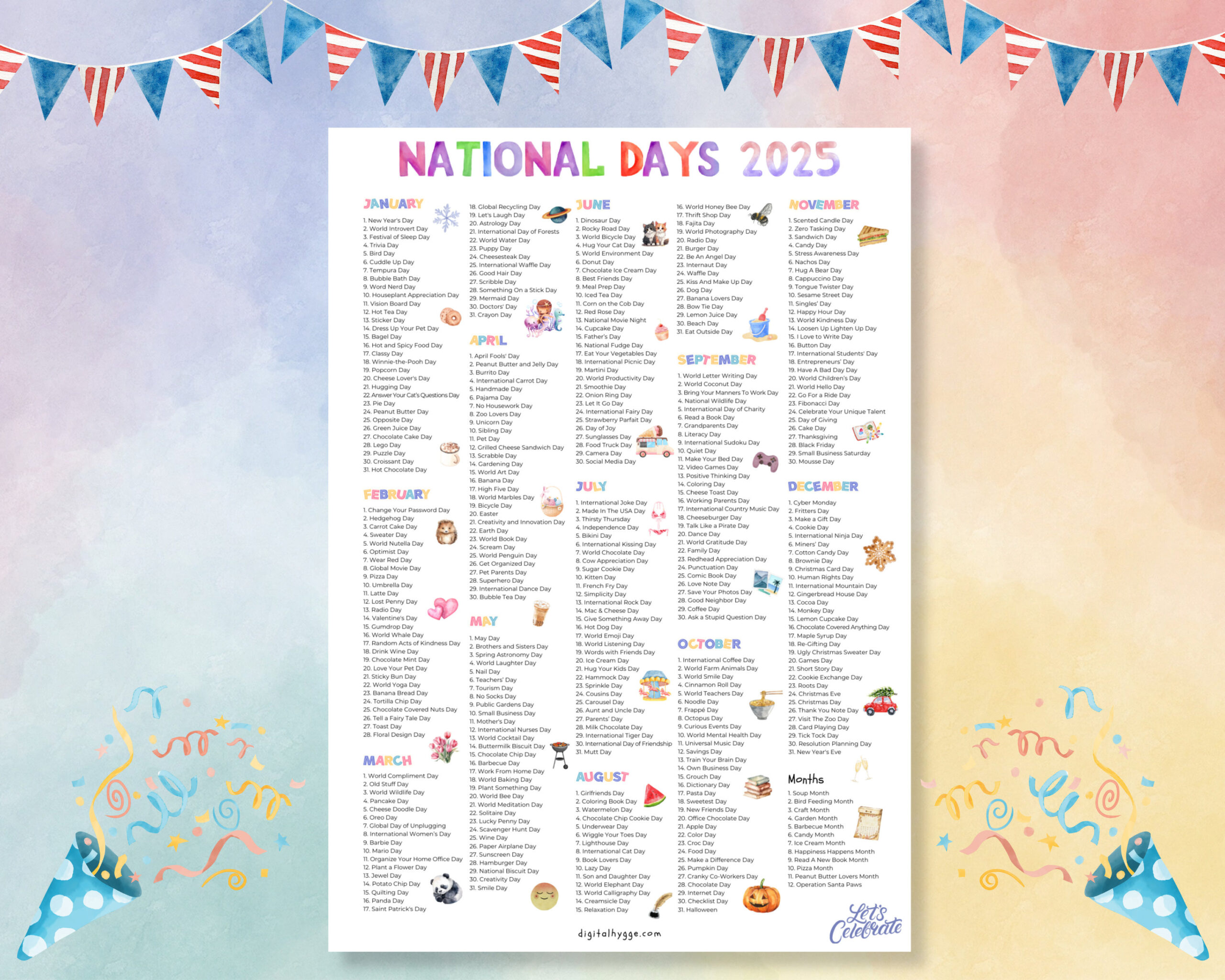 National Days Calendar Printable 2025 National Holidays Calendar regarding Printable Calendar 2025 Of National Days