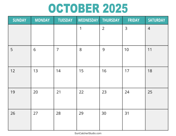 2025 Month Calendar Printable