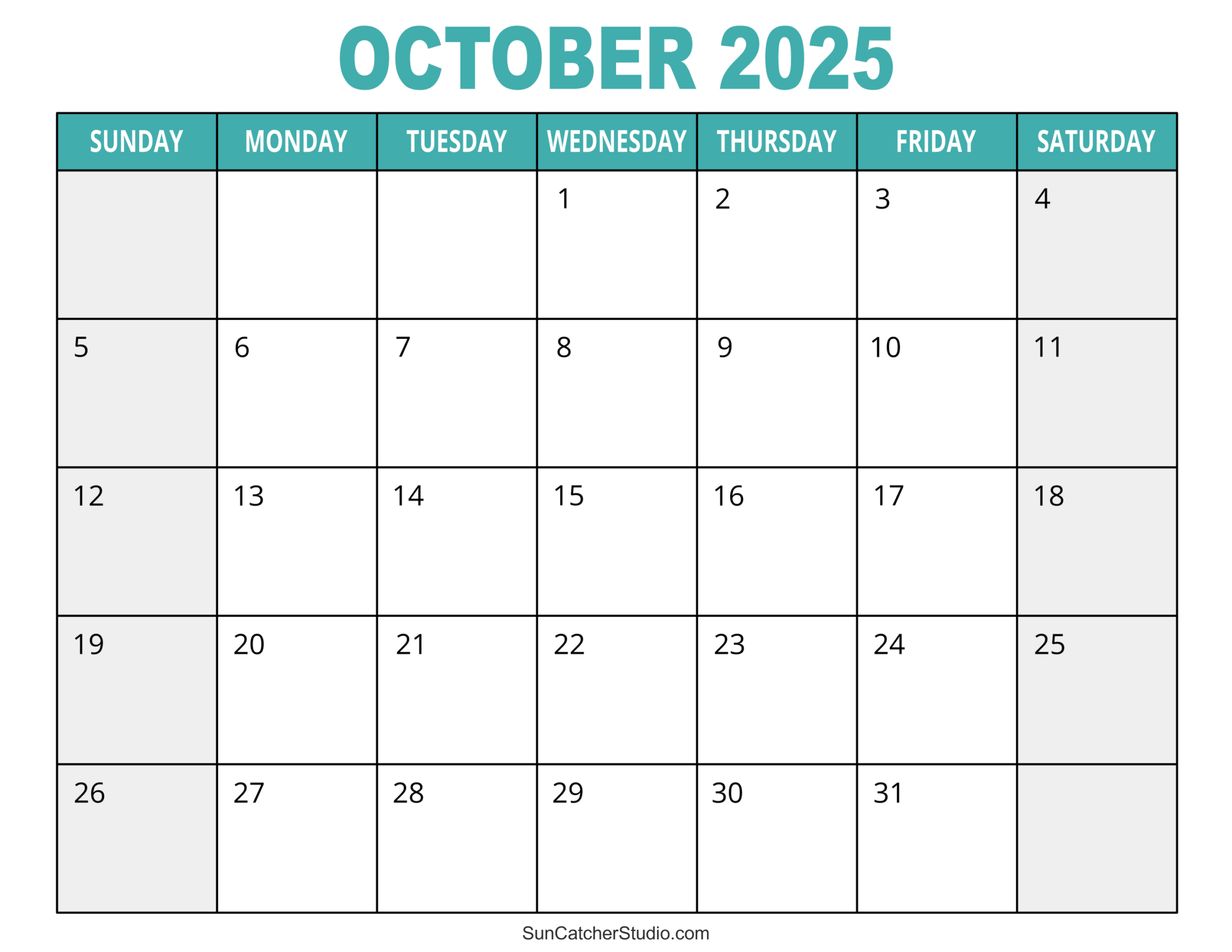 October 2025 Calendar (Free Printable) – Diy Projects, Patterns regarding 2025 Month Calendar Printable