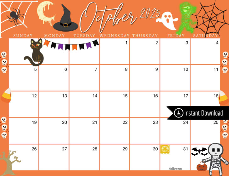 Halloween Calendar 2025 Printable