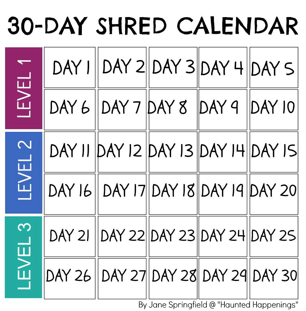 Pin Page with regard to 30 Day Shred Calendar Printable