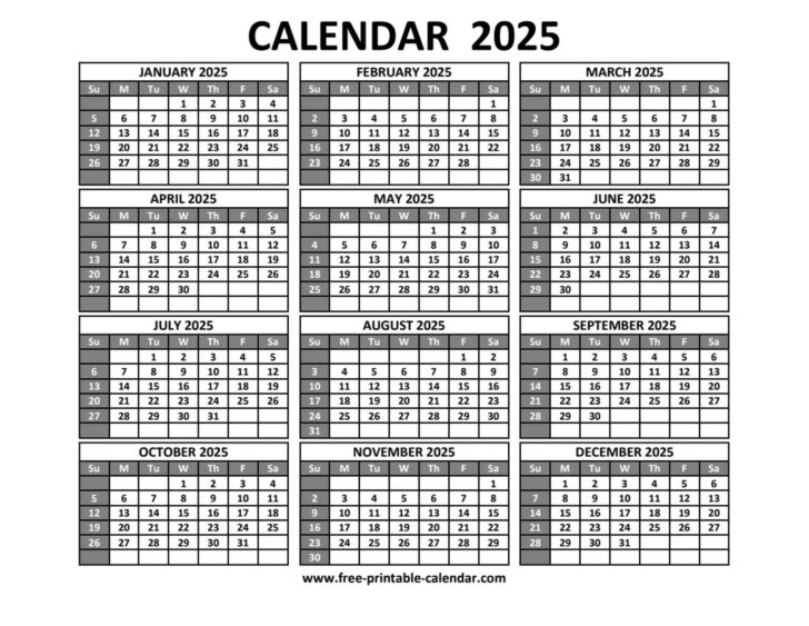 Calendar 12 Com 2025 Printable Free