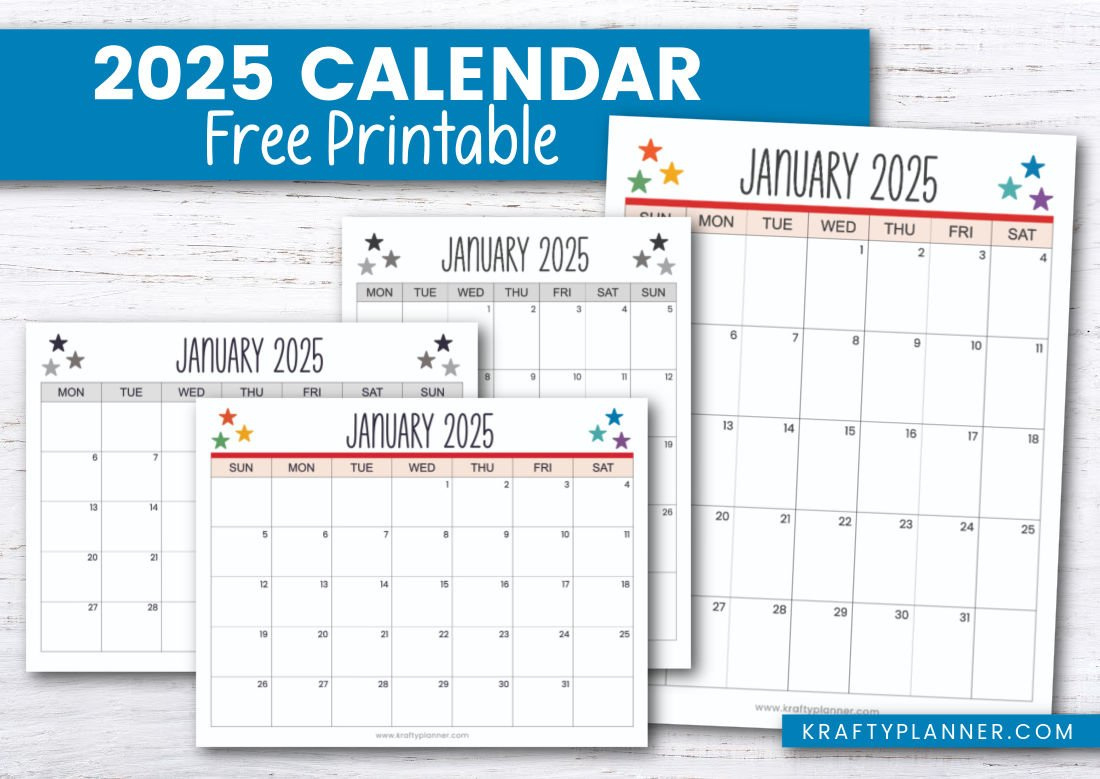 Printable 2025 Calendar To Plan Your Year — Krafty Planner in Printable Calendar 2025 and Planner