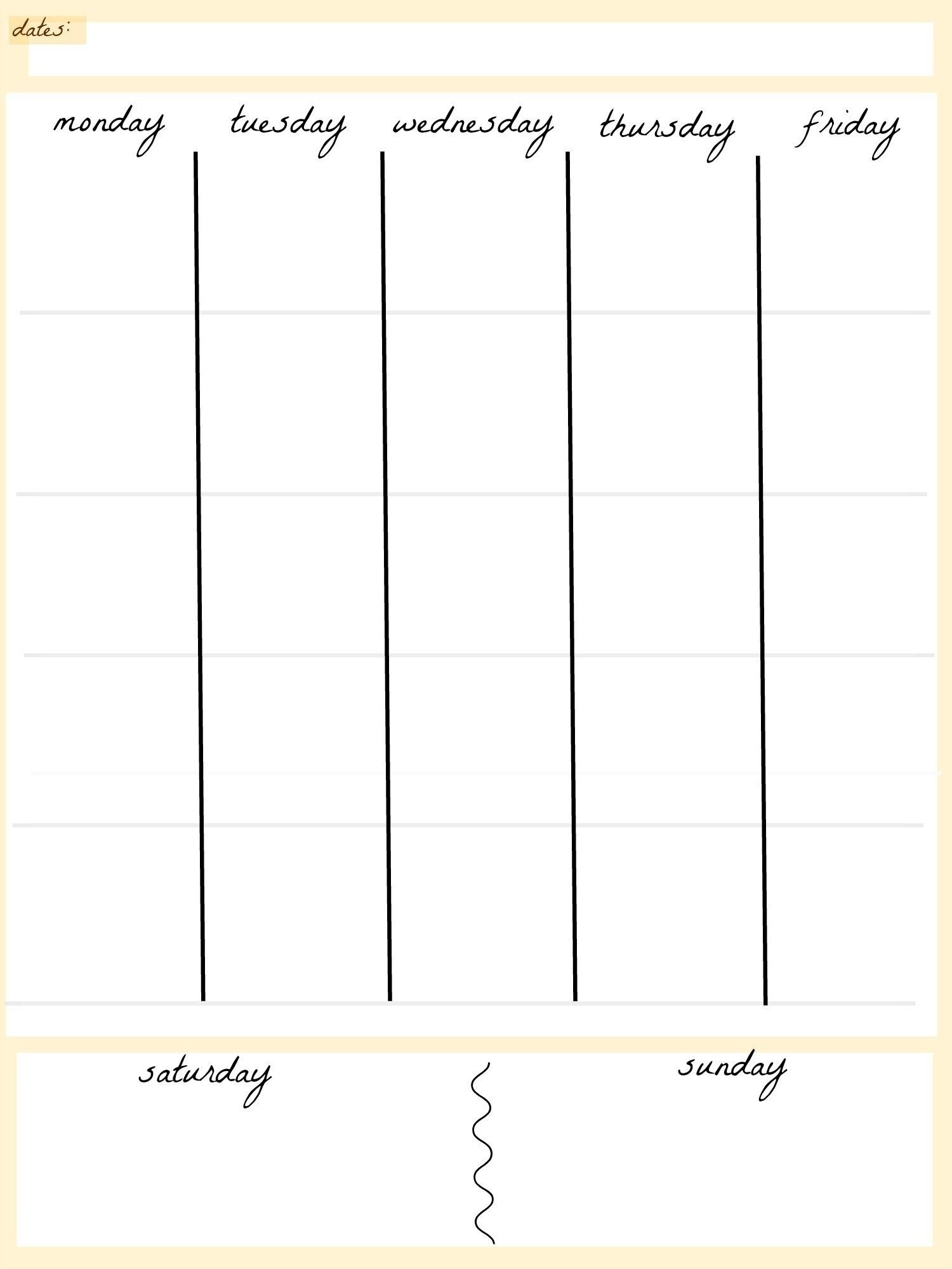 Printable 5 Day Calendar Free 2017 2018 Noticeable Blank Week With intended for 5 Day A Week Calendar Printable Free