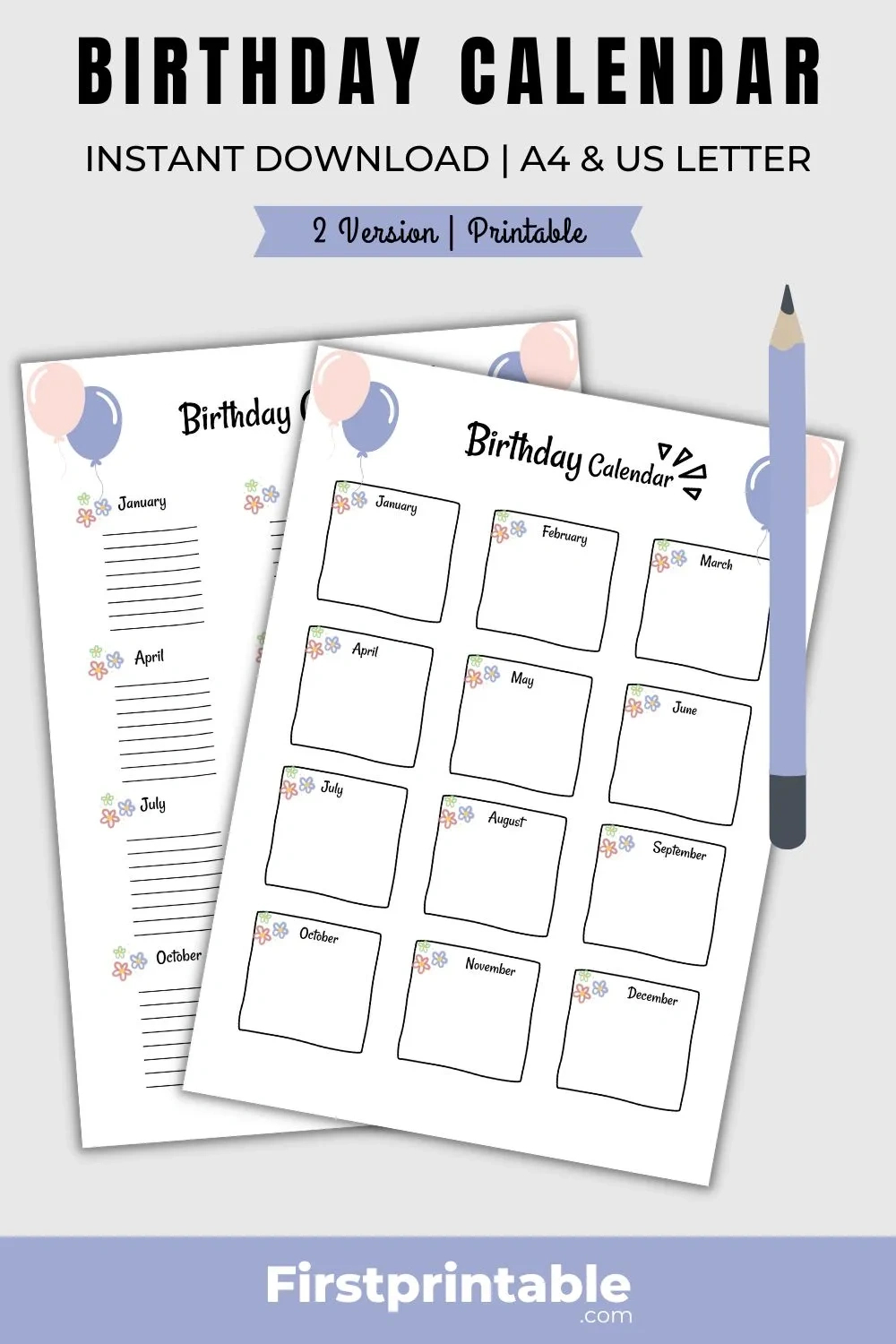 Printable Birthday Calendar, Birthday Recorder Template within Free Printable Office Birthday Calendar 2025 Template