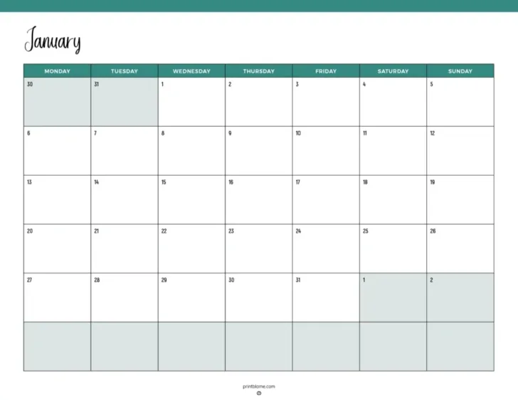 Printable Calendar 2025 Blank