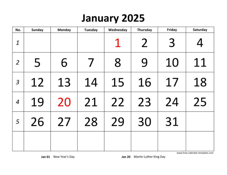 Calendar Template 2025 Printable