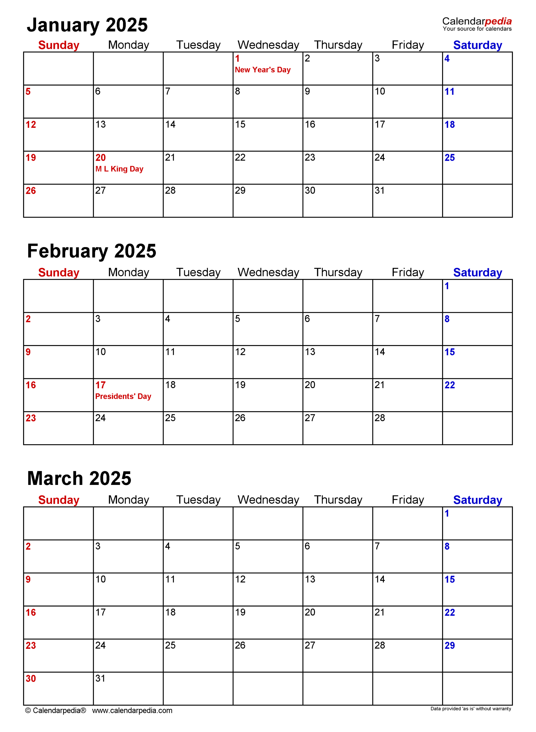 Quarterly Calendars 2025 - Free Printable Word Templates for 2025 Quarterly Calendar Printable Free