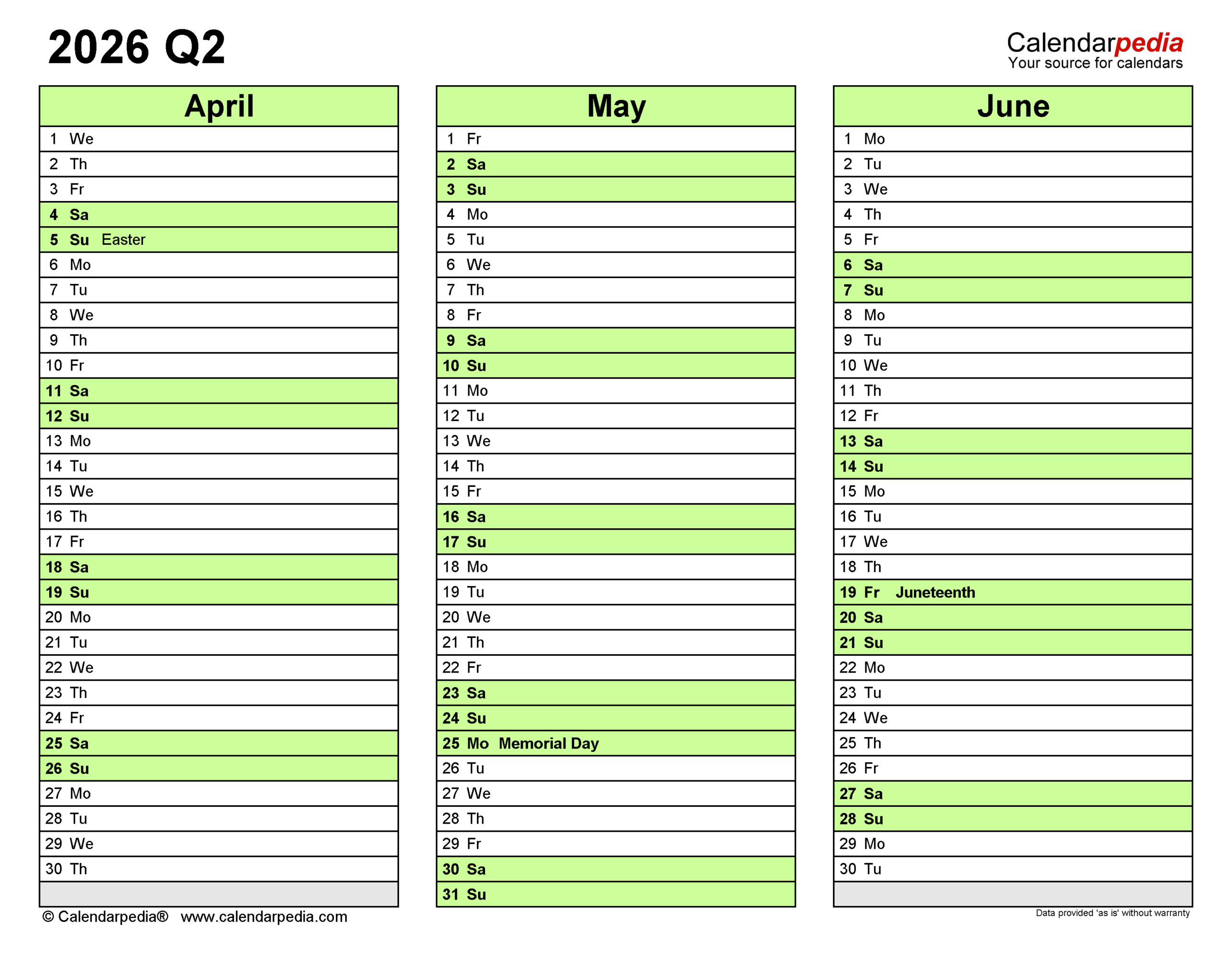 Quarterly Calendars 2026 - Free Printable Pdf Templates regarding 3 Month Calendar Printable 2026