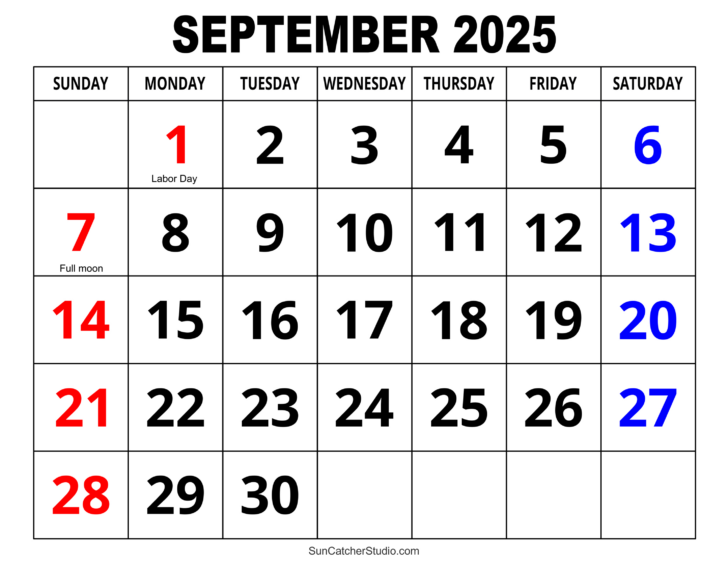 Sept Printable Calendar 2025