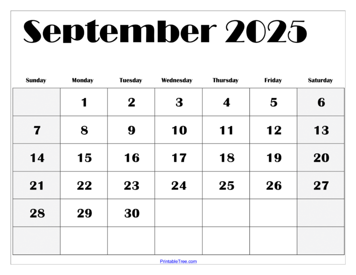 Calendar Sept 2025 Printable