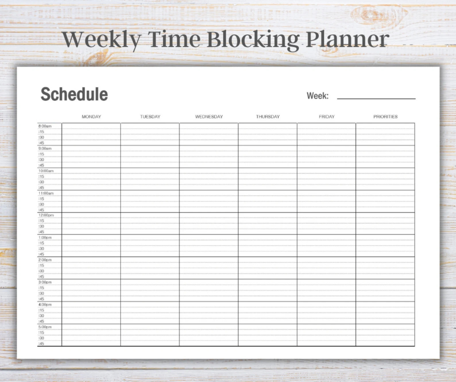 Time Blocking Printable Planner, With 15-Minute Increment, Monday Start, A4 &amp;amp; Letter within 15 Minute Calendar Printable