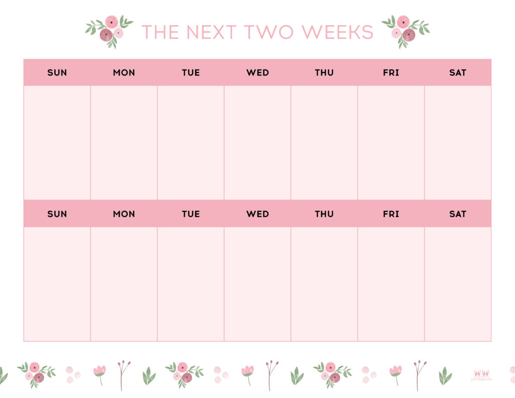 Two Week Planners - Free Printables | Printabulls regarding 2 Week Calendar Printable Free