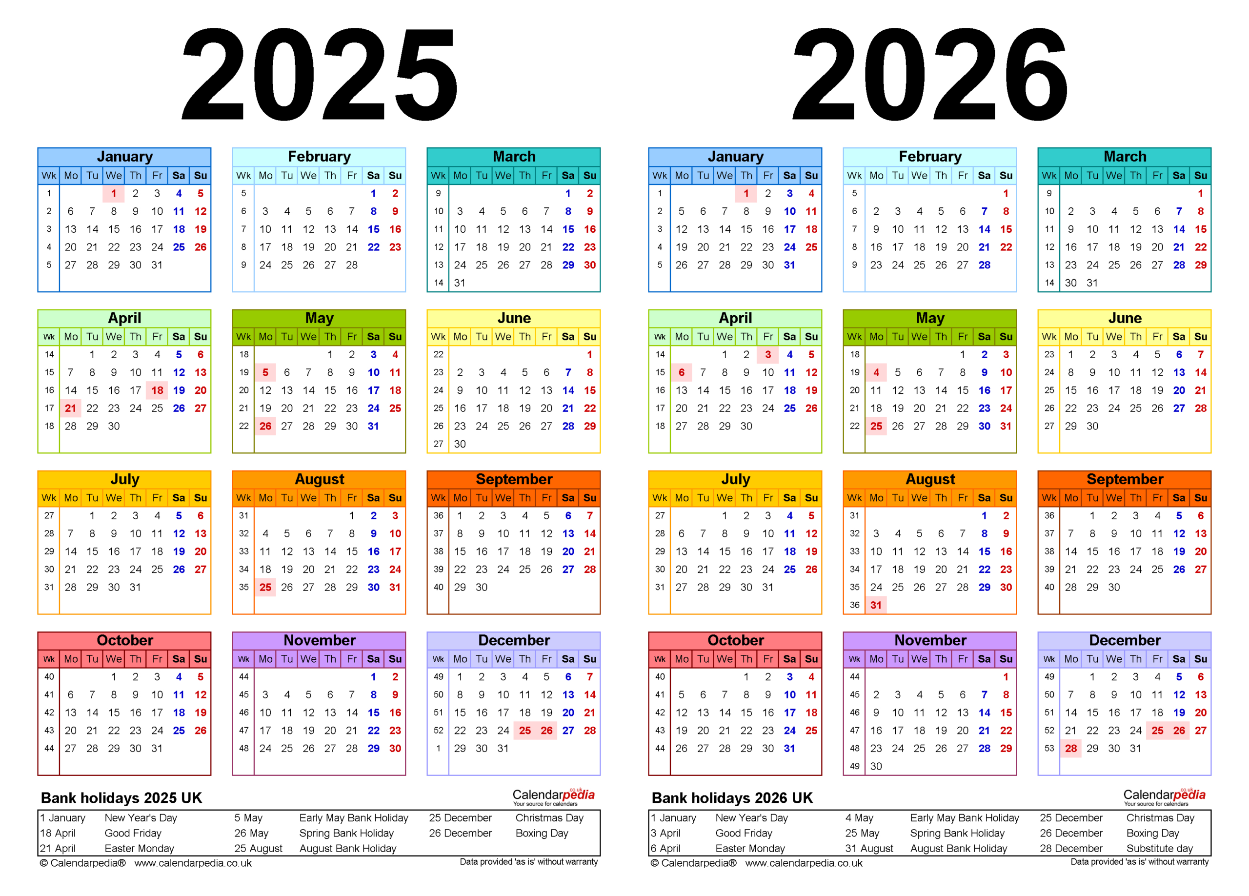 Two Year Calendars For 2025 And 2026 (Uk) For Pdf for Printable Calendar 2025 and 2026