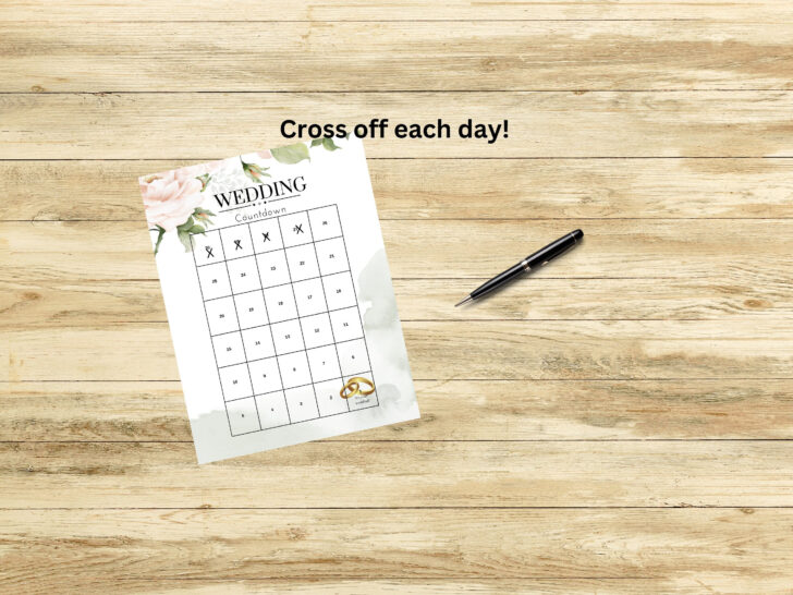 Wedding Countdown Calendar 2025 Printable