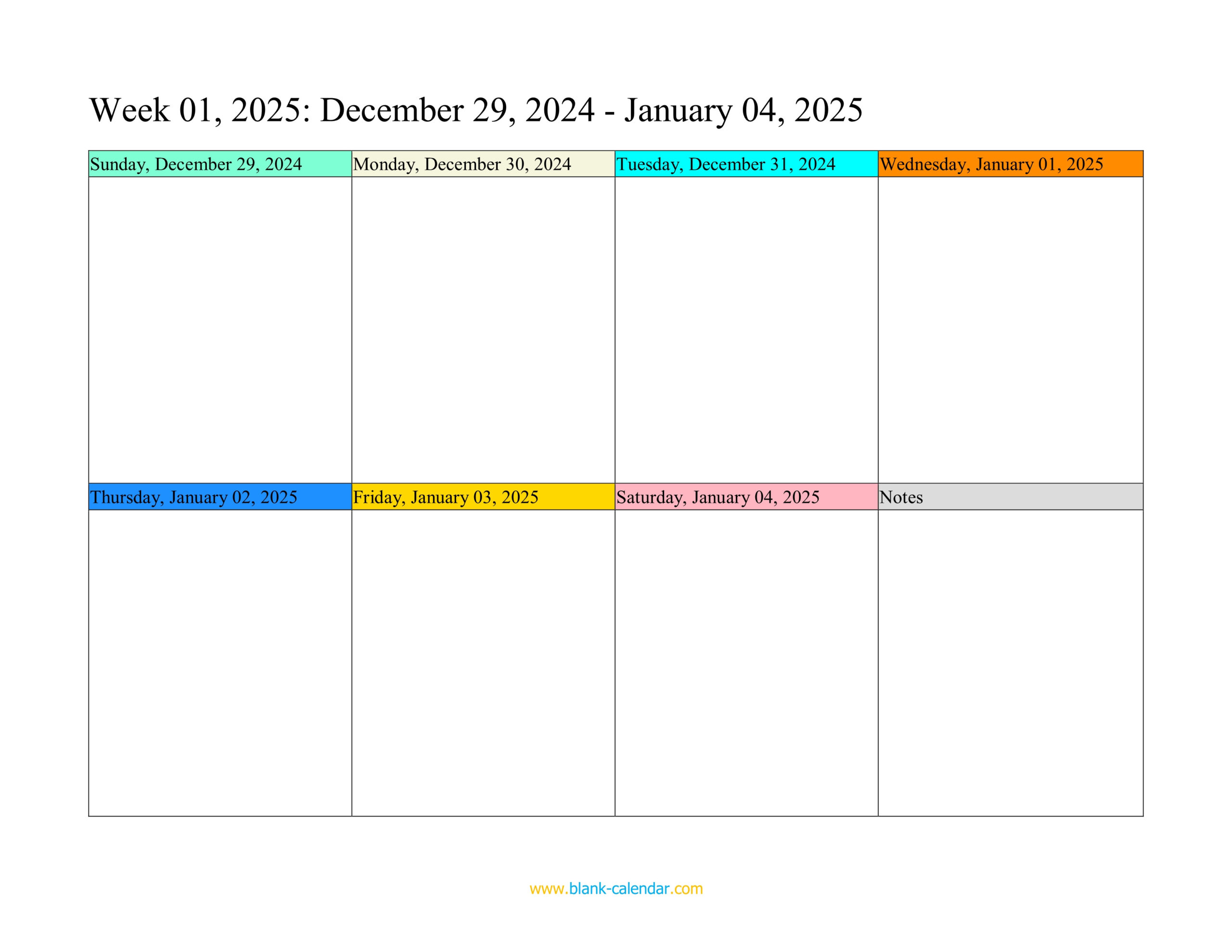 Weekly Calendar 2025 (Word, Excel, Pdf) for Weekly Printable Calendar 2025 Template