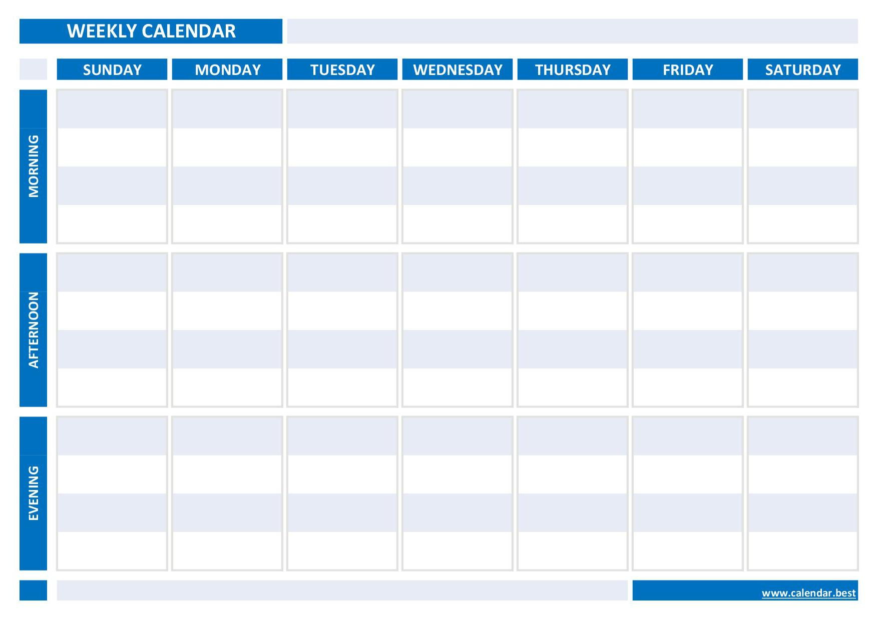 Weekly Calendar, Weekly Schedule -Calendar.best with 3 Week Printable Calendar