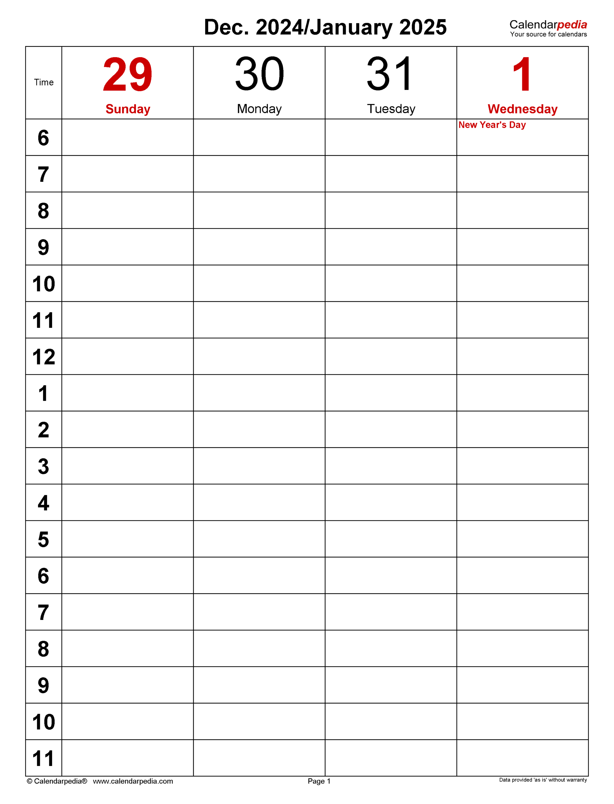 Weekly Calendars 2025 For Pdf - 12 Free Printable Templates intended for Printable Daily Calendar 2025 With Time Slots