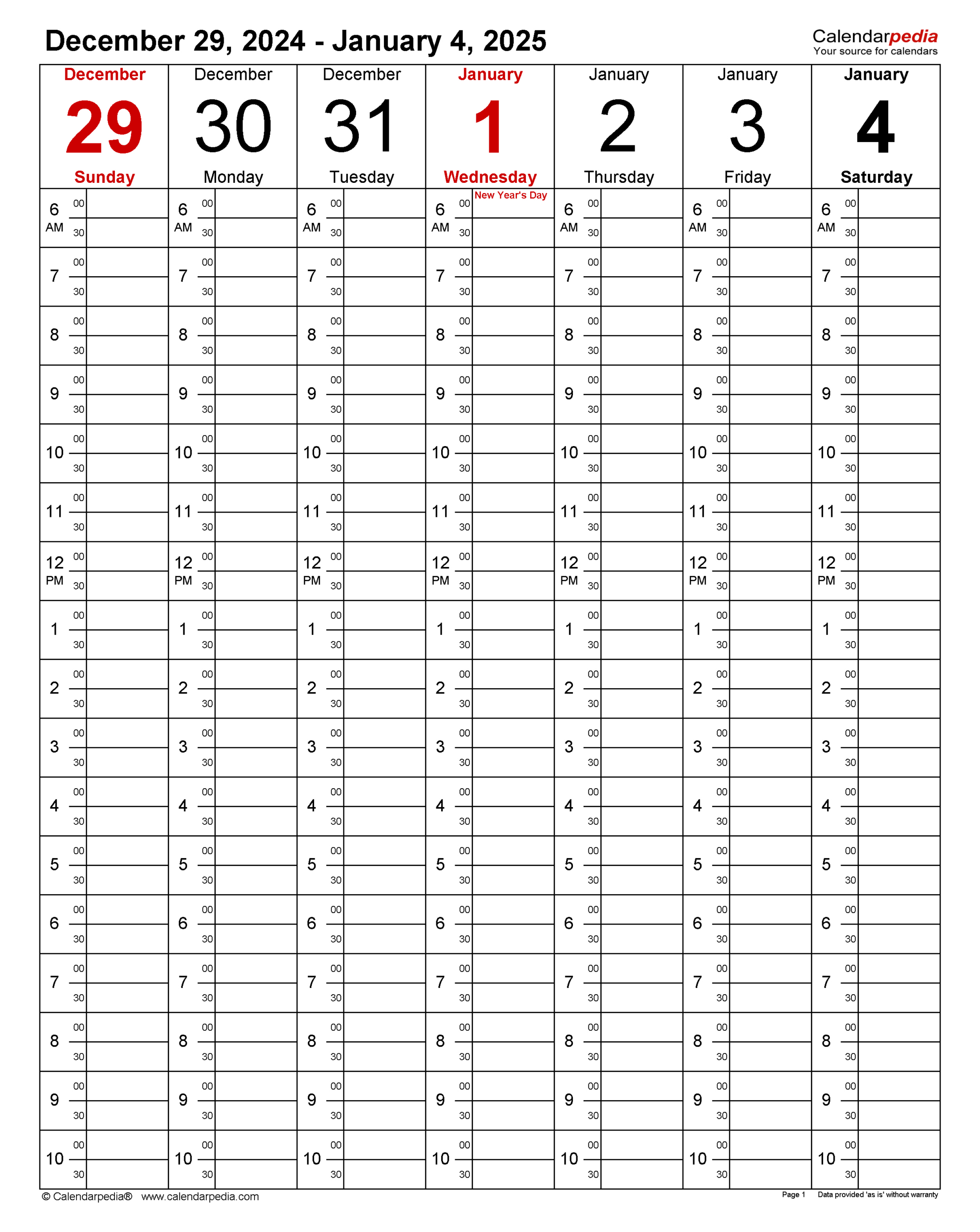 Weekly Calendars 2025 For Pdf - 12 Free Printable Templates regarding Weekly Calendar 2025 With Time Slots Printable