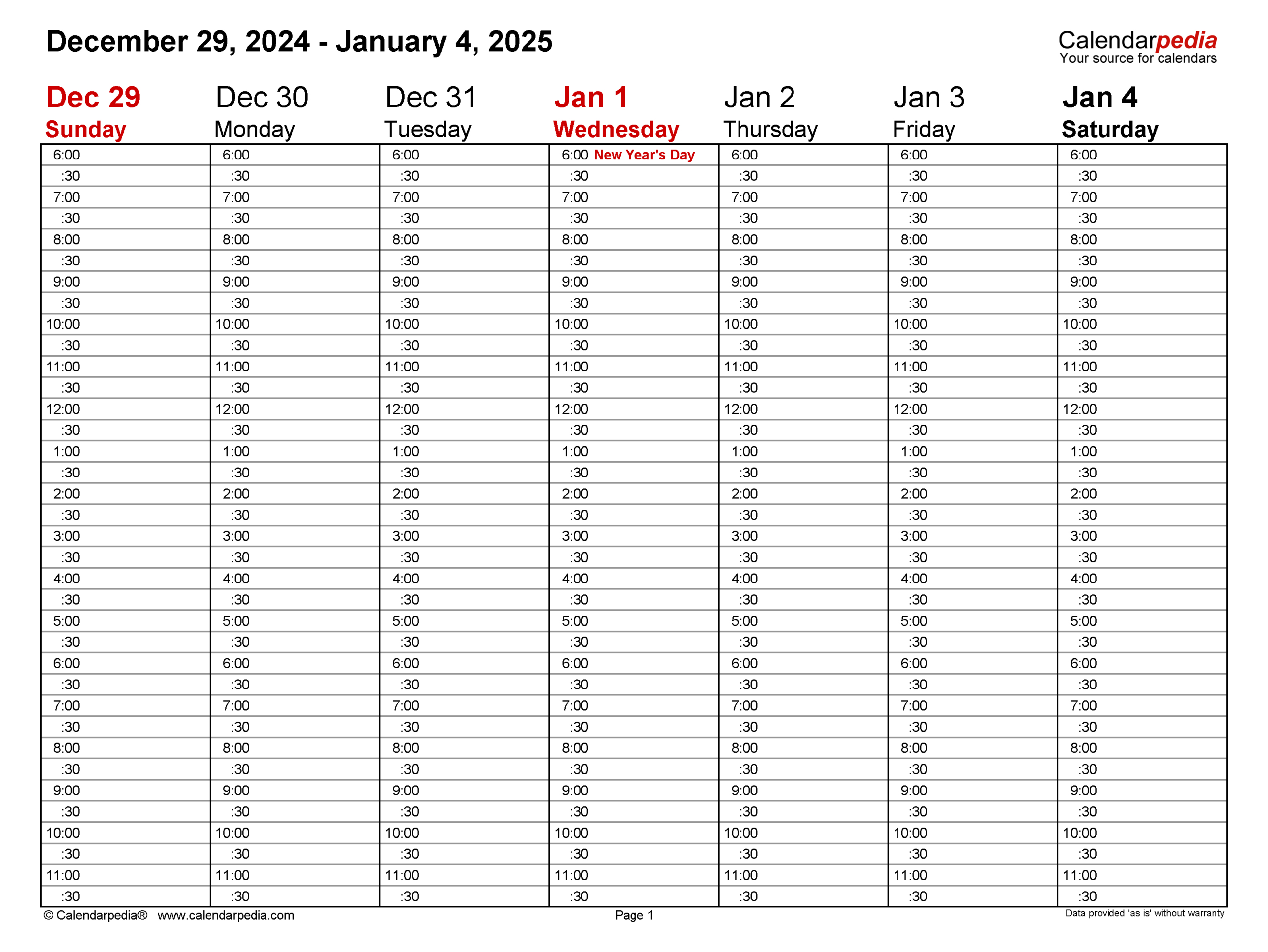 Weekly Calendars 2025 For Pdf - 12 Free Printable Templates within Printable Daily Calendar 2025 with Time Slots