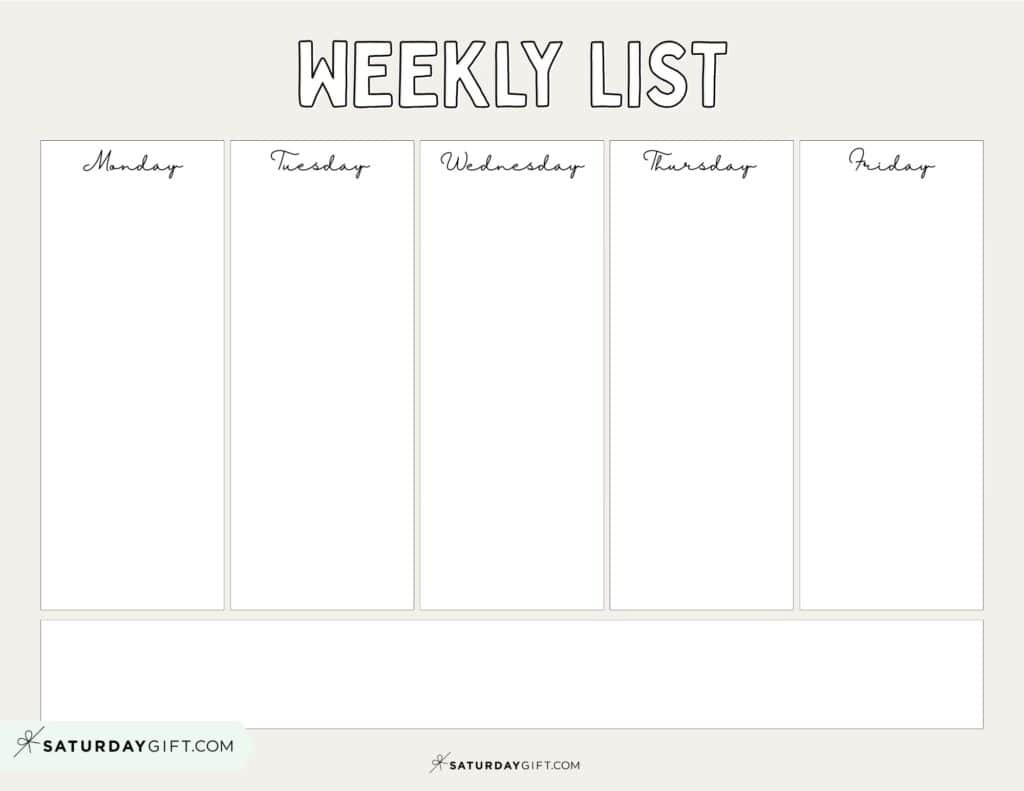 Weekly Planner Printable - 39 Cute Free Weekly Calendar Templates intended for 5 Day A Week Calendar Printable Free