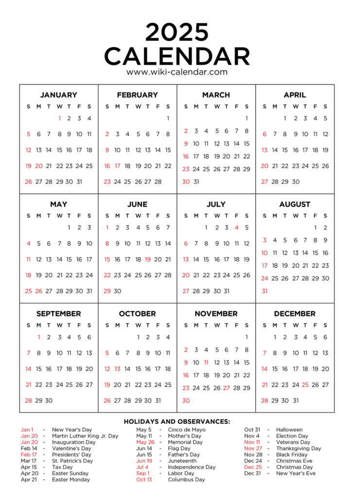 Printable Calendar For 2025